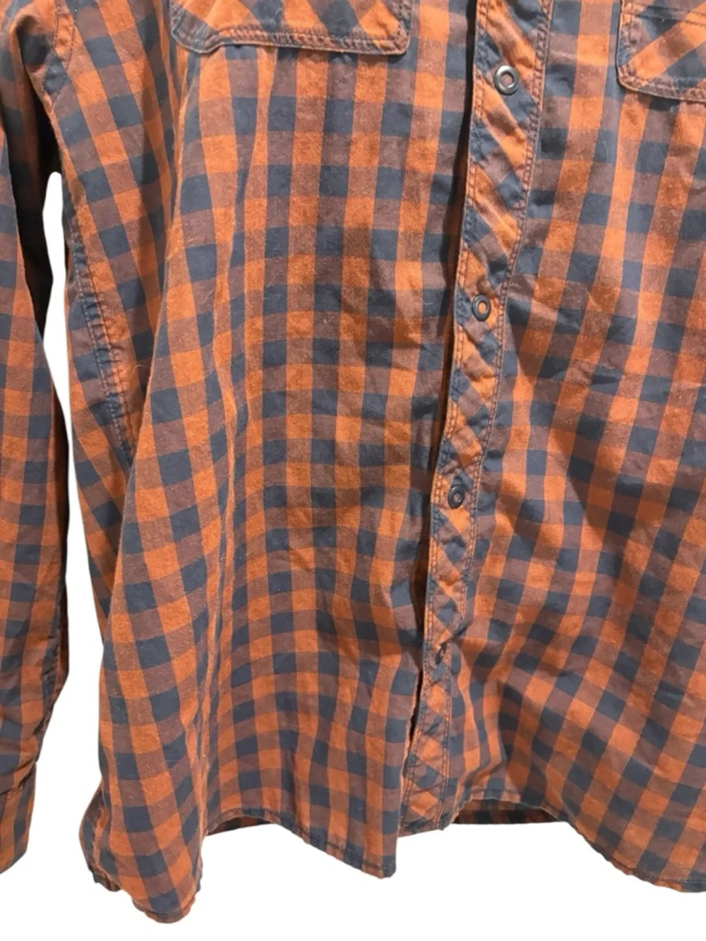 THE NORTH FACE Men’s Checkered Burnt Orange Blue Button Up Top Size Medium